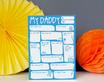 Daddy Father's Day / Birthday SECONDS Card - Personalised Fill In Blanks Interview Q&A Keepsake Funny Toddler Children DIY Greetings Card