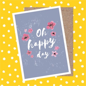 Carte d'anniversaire de mariage - Oh Happy Day, fleurs, floraison, mariage homosexuel, mariage lesbien, baptême, histoire d'amour, Mme et Mme