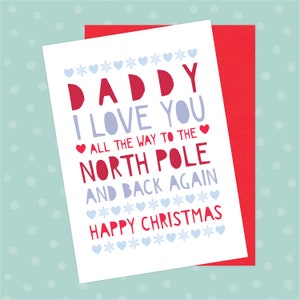 Tarjeta de Navidad para papá: Te amo hasta el Polo Norte y de regreso, papá, linda, feliz Navidad, tarjeta navideña, tarjeta personalizada, de hijo, hija