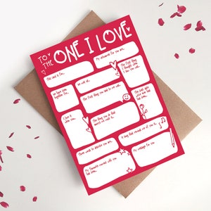 One I Love - Tarjeta para el día de San Valentín o aniversario de bodas de prometido/a - Recuerdo romántico, divertido, lindo, pensativo, recuerdos, primera cita nocturna