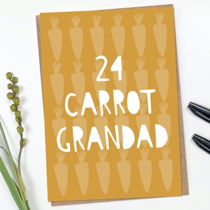 Carte fête des pères / anniversaire de grand-père de 24 carottes - drôle, coeur d'or, jardinage, jardinage, végétarien, végétalien, mignon, meilleur grand-père