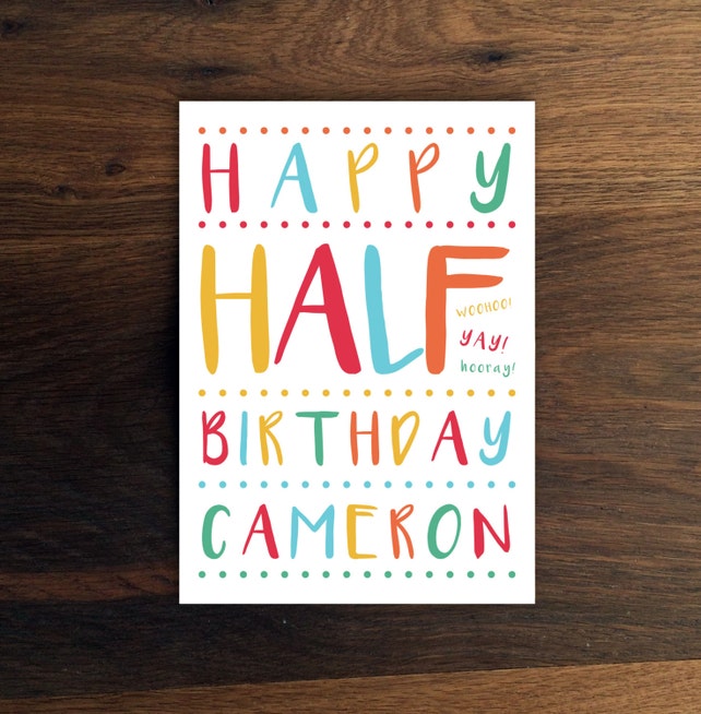 personalised 6 month birthday half birthday card custom baby half birthday card