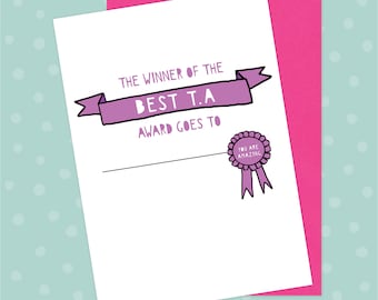 Personalised Thank You Teacher Card - Best TA Award, Amazing, Certificate, Teaching Assistant, End Of Term, School Teacher Gift
