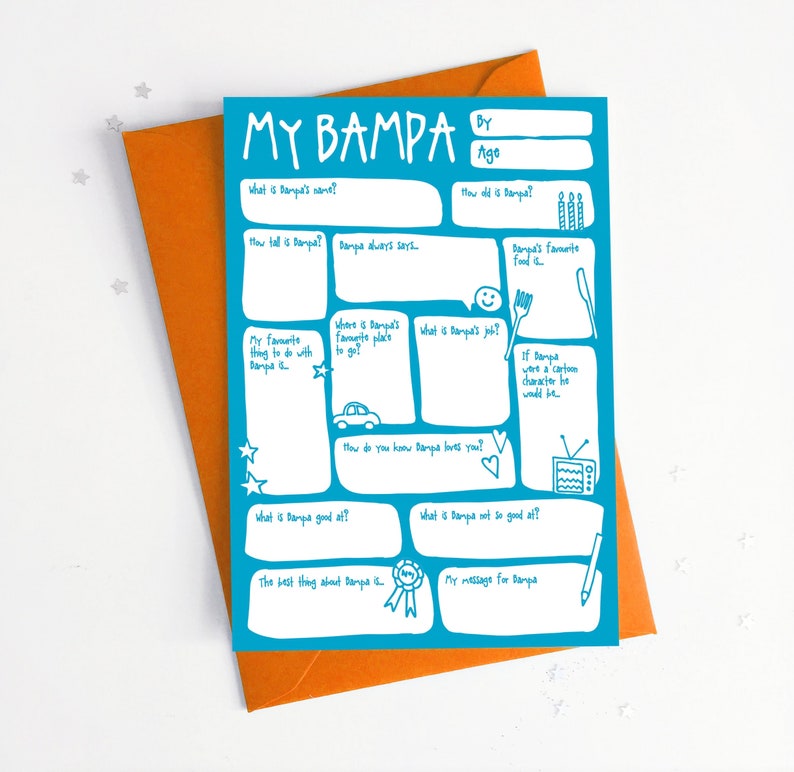 Bampa Father's Day / Birthday Card Personalised Welsh Fill In Blanks Interview Q&A Keepsake Funny Best Grandad Toddler DIY Greetings Card image 1