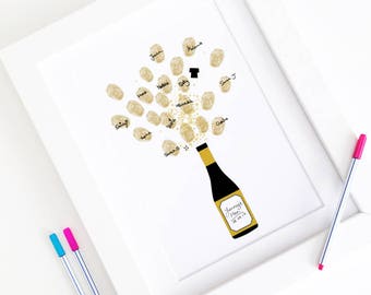 Gatbsy 1920s Champagne Hen Party Print Fingerprint Guestbook - GOLD - A4 Print - Vintage Hen Thumbprint Keepsake Print
