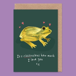 Grenouille mignonne Saint-Valentin / carte d'anniversaire - je t'aime, amphibiens, drôle, jeu de mots, petit garçon, mariage, mari, femme, petit ami, petite amie