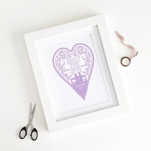 Custom Personalised Wedding Print Wedding Heart Birds Nature Confetti Rob Ryan Style Papercut Commemorative Customised A4 Print image 2