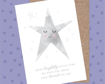 Baby Loss Greetings Card - New Baby, Stillborn, Miscarriage, Rememberance, Sympathy Card, Condolences, Little Star, Born Sleeping, Birthday
