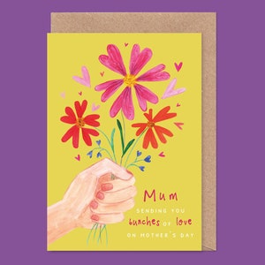Cartão de Dia das Mães "Buches Of Love" - Amo você, Floral, Jardim, Mãe, Buquê, Jardinagem, Amante de plantas