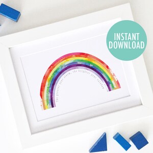 Rainbow Baby, Rainbow Nursery Print, Greater Your Storm Print, Printable Instant Art, Wall Art, Bright Kids Decor, Gender Neutral Baby