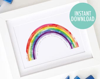 Rainbow Baby, Rainbow Nursery Print, Greater Your Storm Print, Printable Instant Art, Wall Art, Bright Kids Decor, Gender Neutral Baby