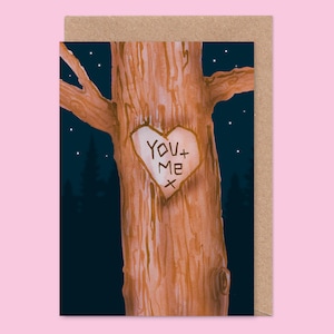 Carte Saint-Valentin / Anniversaire Toi + Moi - sculpture, romantique, forêt, ciel nocturne, mari, petit ami, petite amie, femme, pour toujours