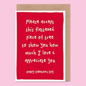 Funny Flat Tree Valentine's Card Appreciation, Love You, Husband, Wife, Boyfriend, Girlfriend image 1