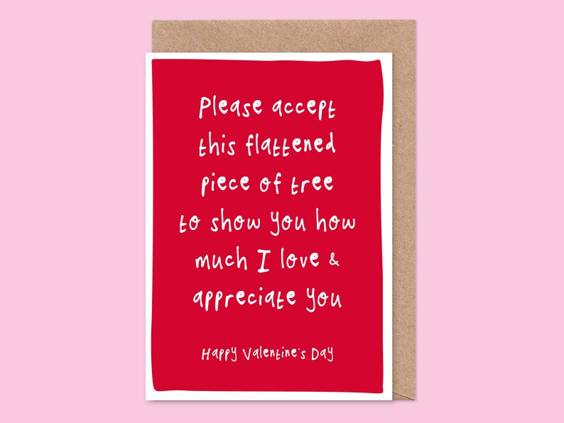 Funny Flat Tree Valentine's Card Appreciation, Love You, Husband, Wife, Boyfriend, Girlfriend image 1