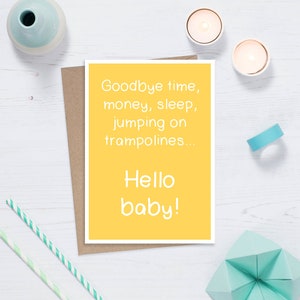 Tarjeta divertida de Hola Bebé - Bienvenida, Pequeño, Baby Shower de género neutro, Adiós, Suelo Pélvico, Nueva Mamá, Mamá Mamá