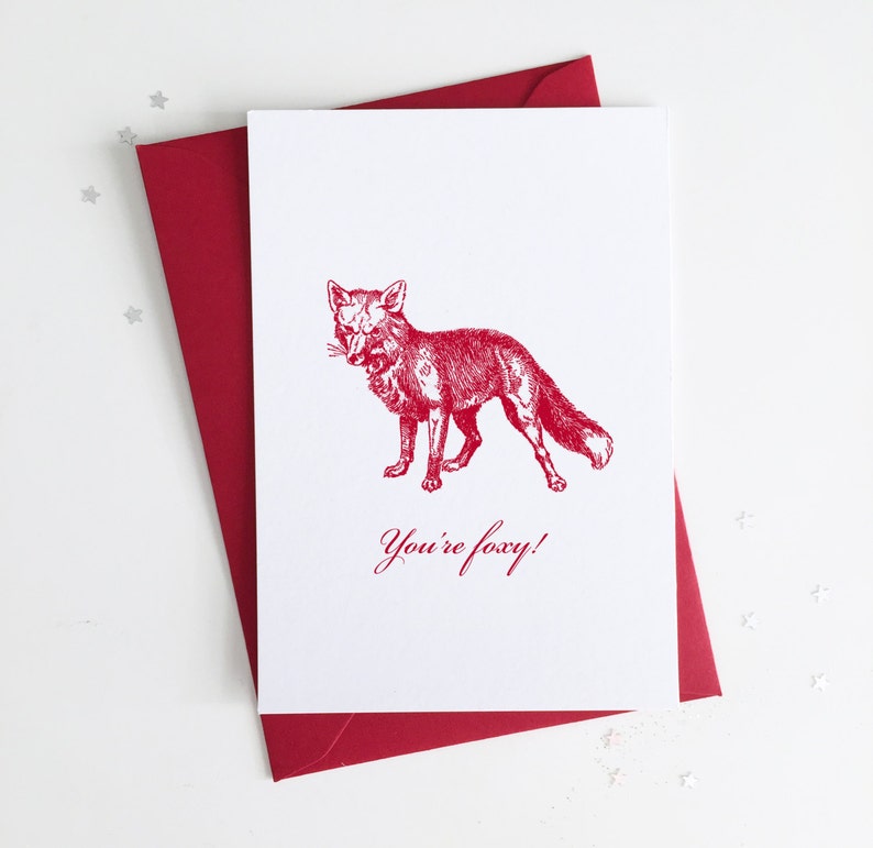 You're Foxy Vintage Valentines Card Boyfriend Girlfriend Husband Wife Love Anniversary Greetings Card image 1