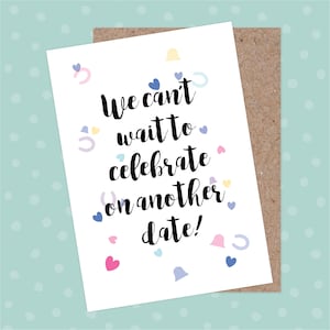 Happy Would Be Wedding Day Card - uitgestelde bruiloft, datum verwisselen, datum opslaan, Lockdown-bruiloft, geannuleerd, opnieuw gepland, confetti