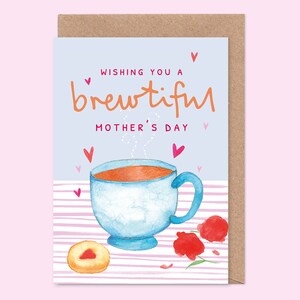 Tarjeta del Día de la Madre con té o café: Infusión, hermosa, mamá, abuela, abuela, taza de té, té de la tarde