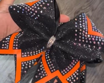 Custom Rhinestone Cheer Bow, Personalized Team Bow, Sparkly Cheerleading Hair Bow, Competition, Dance, or Gymnastics Bow, Competition bow