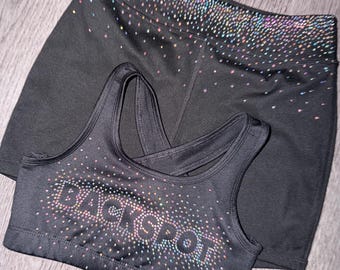 Custom Rhinestone Cheer Set | BACKSPOT Practice Wear | Matching Cheer Outfit | Cheer Tryout Set | Boutique Cheer Appare