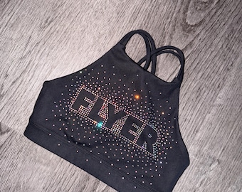 Custom Rhinestone Cheer Sports Bra | Matching Practice Wear Set | Flyer Cheer Bra | Cheer Tryout Outfit | Personalized Cheer Apparel