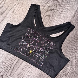 Rhinestone sports bra, CEA sports bra, Rhinestones, Cheer, Cheerleader, In my cheerleader era, Pin me, Hit Zero, Sports bra, Cheer gift