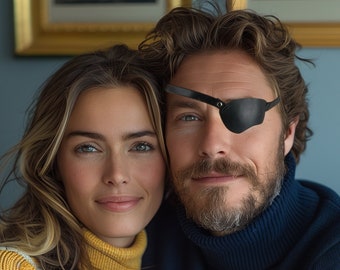 Eye patch, Adult Eye patch, Leather Eye patch, Concave Eye Patch, Black Eye patch, Brown Eye patch, Woman's Eye Patch