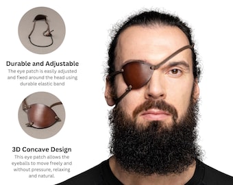 Eye Patch, Adult Eye Patch, Leather Eye Patch, Concave Eye