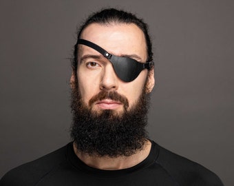 Cache-oeil en cuir pour homme