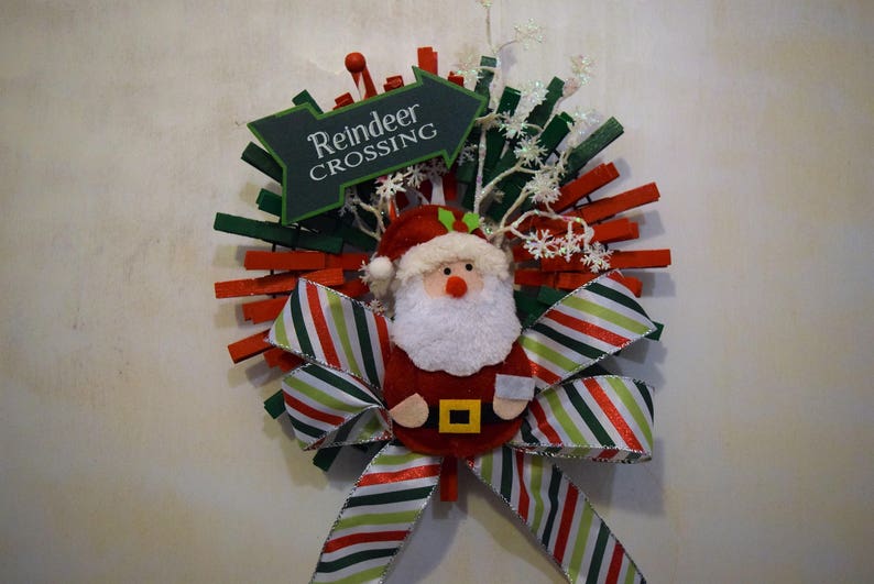 Reindeer Crossing Santa Wreath