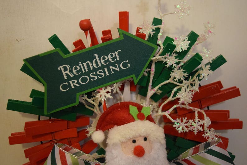 Reindeer Crossing Santa Wreath
