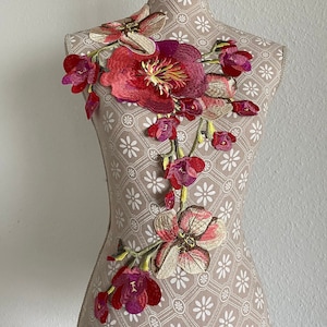 Riesige Blumenapplikation zum Aufnähen - Lila oder Pink -  Kleid Sommer Hochzeit Brautjungfer Party Blüte Floral DIY #57
