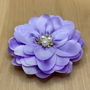 Elegante fiore grande in tessuto viola lavanda con glitter e perline da cucire - circa 8,5 cm - applicazione patch floreale riciclo fai da te #7