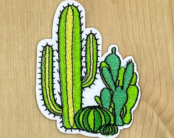 Grüner Kaktus Patch zum Aufbügeln - ca. 6 x 4,5cm - Zimmerpflanze Wüste Freigeist Backpacking Pflanzenliebe Reise Diy Aufnäher Urban Jungle