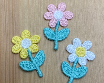 10 Kleine Gänseblümchen Applikationen zum Aufnähen - 2cm Durchmesser  - Sommer Blüten floral Country Blumen Flicken Bügelbild Patch Garten