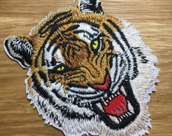 Patch brüllender Tiger 9cm x 7,5cm zum Aufbügeln - Raubkatze Dschungel
