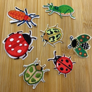 Beetle patches for sticking on - various variants - ladybird insect butterfly potato beetle grasshopper iron-on patch luck