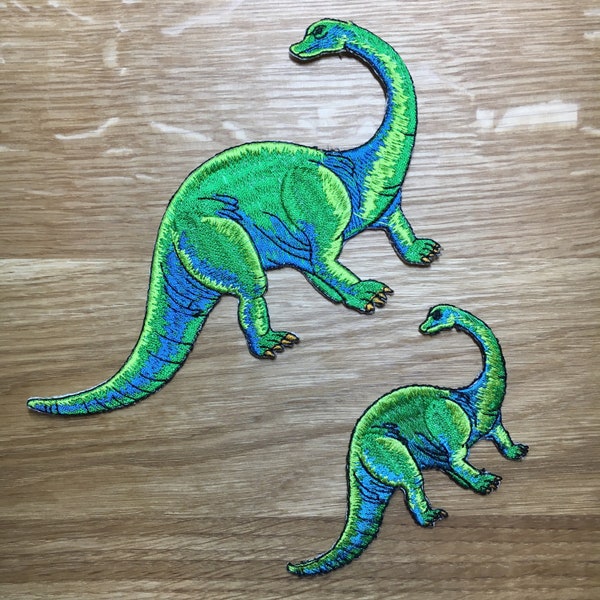 Dinosaurier Patch Brachiosaurier in zwei Größen zum Aufbügeln - Grüner Langhals