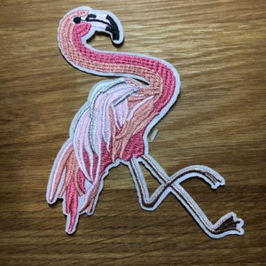 Pink Flamingo Patch for ironing 14 cm x 9 cm - Bird patch for ironing