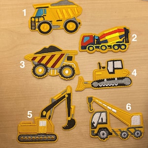 Patches voor bouwvoertuigen om te strijken - graafmachinekraan rupsgraafmachine - auto voertuig kinderpatches strijkpatch schoolinschrijving kinderdagverblijf
