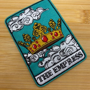 Eckiges Tarot Karten Patch zum Aufbügeln - The Empress - 9 x 6,5cm  - Kunst Magie Mystik Zukunft Glaube Pagan der Herrscher Vorhersage