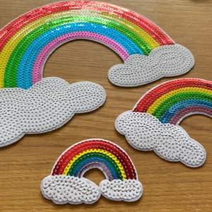 Sparkling Rainbow Patch with Sequins - 3 Sizes - LGQB Gay Pride DIY Love Weather Colorful Sky