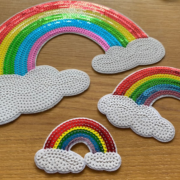 Funkelnder Regenbogen Patch mit Pailletten - 3 Größen -  LGQB Gay Pride DIY Liebe Wetter Bunt Himmel