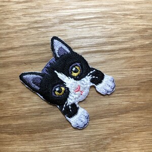 Katzen Aufnäher 3cm x 4cm Kätzchen zum Aufbügeln Deine Lieblingskatze Patch 9 - Schwarz - weiß