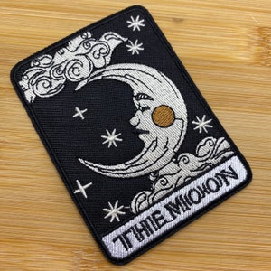 Square Tarot Card Iron-On Patch - The Moon - 9 x 6.5 cm - Arts Magic Mystic Future Faith Pagan the Ruler Prediction
