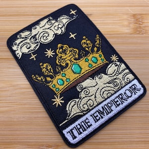 Écusson Thermocollant Tarot Carré - L'Empereur - 9 x 6,5 cm - Arts Magic Mystic Future Faith Pagan the Emperor Prediction