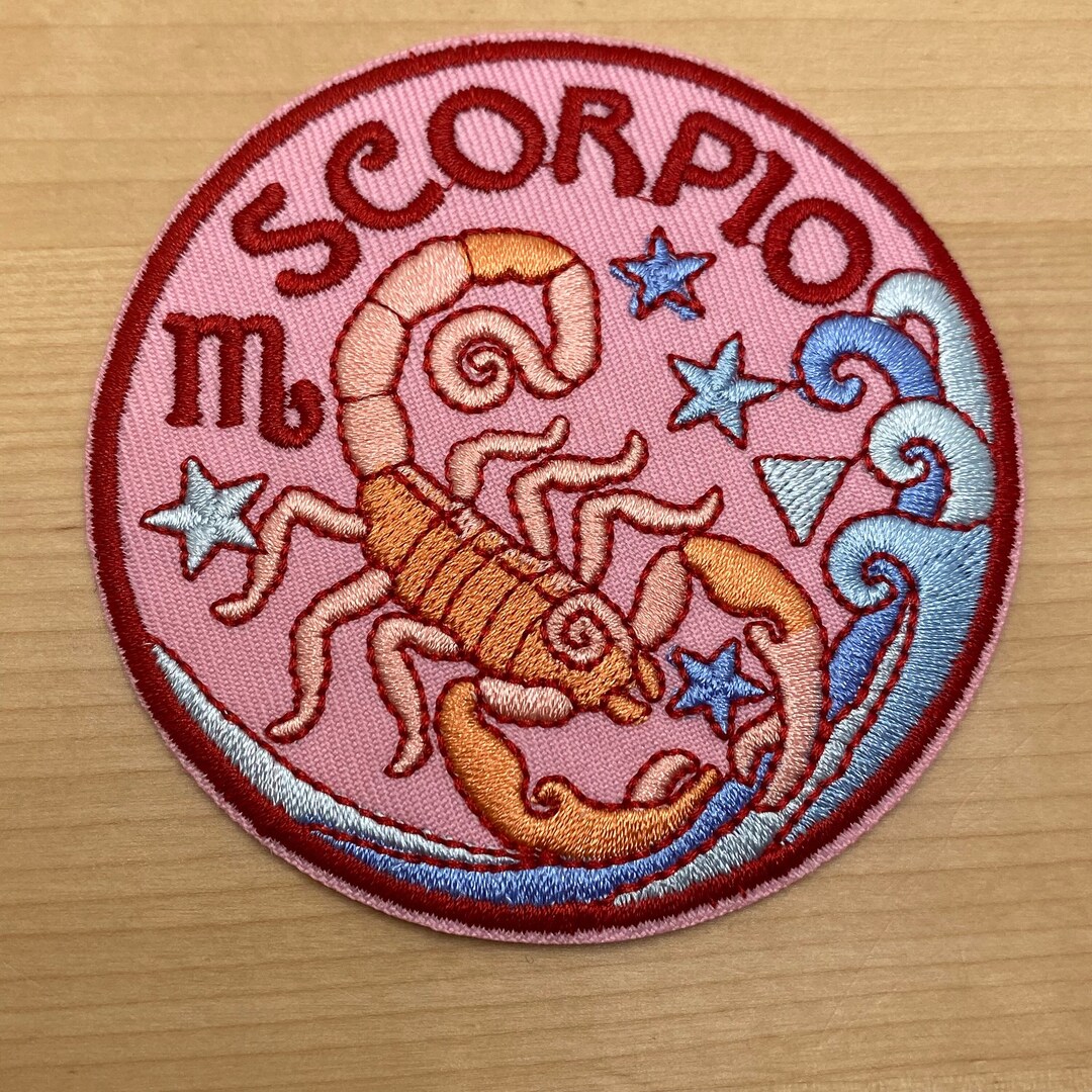 Round Scorpio Zodiac Sign Ironon Patch 8 Cm Diameter Art Etsy UK
