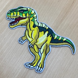 Dinosaur Patch Tyrannosaurus 9 cm x 9.5 cm to iron on - green T-Rex patch
