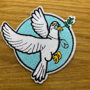 Hippie Dove of Peace Patch 7 cm diameter for ironing - Backpacking Colorful Tolerance Love no war