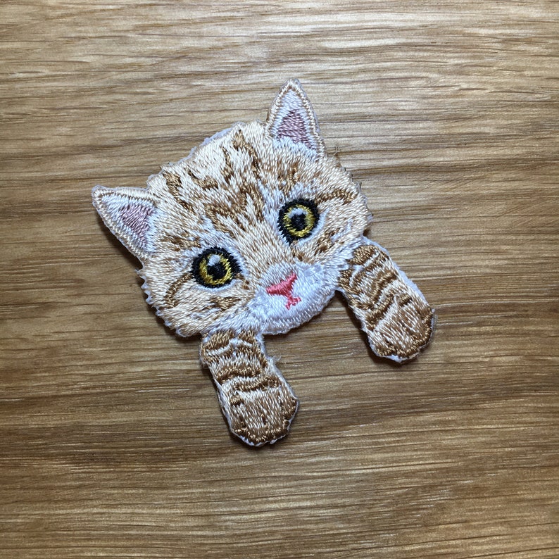 Katzen Aufnäher 3cm x 4cm Kätzchen zum Aufbügeln Deine Lieblingskatze Patch 7 - Rötlich getigert